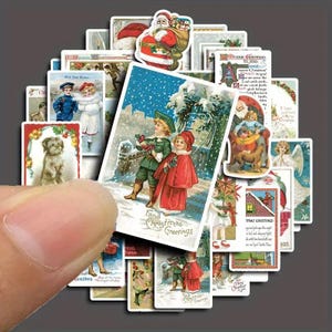 Vintage Christmas Stickers Ephemera Junk Journals Scrapbooking Collage Card Making 40 pcs Christmas Cards Christmas Journals