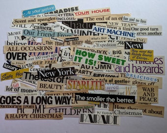 Vintage Words and Phrases Paper Clippings Magazine and Book Clippings Cutouts Ephemera Junk Journals Scrapbooking Vision Boards