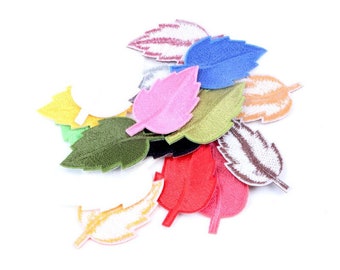 Coloured Leaf Iron On Sew On Patches Iron On Sew On Full Leaf Embroidered Patch Appliqués Badge Sewing Crafting Cards Journals Scrapbooks