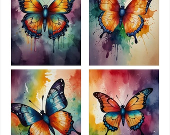 Junk Journal Ephemera Schmetterling Aquarell Kunst Scrapbooking Card Toppers Journal Karten Projekt Leben Collage Sheet Printables 3 Bögen