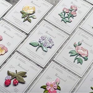 Botanische Blume Aufnäher Aufnäher Gestickt Aufnäher Applikationen Nähen Basteln Karten Journals Scrapbooks