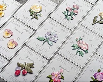 Botanical Flower Iron On Sew On Full Embroidered Patch Appliqués Badge Sewing Crafting Cards Journals Scrapbooks