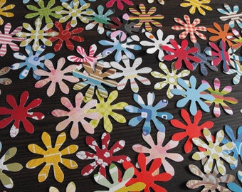 Daisy Flower Punches Approx 2 1/2" and 1 1/2 " made from Patterned Scrapbooking Paper Pack 50