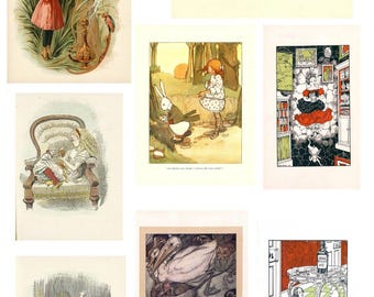 Alice in Wonderland Junk Journal Vintage Ephemera Scrapbooking Embellishments 24 Images
