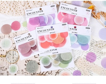 Watercolour Washi Circle Stickers for Planners, Journals, Scrapbooking 30 pcs