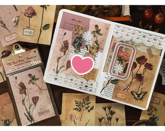 Vintage Rose Floral Ephemera Journal Cards for Junk Journals Scrapbooking Cardmaking Vintage Botanical Floral Ephemera 15 Pcs