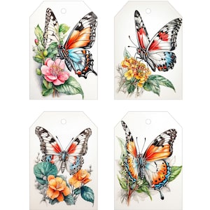 Journal indésirable éphémères papillon vintage étiquettes florales Scrapbooking pour cartes de qualité Cartes de visite 8 feuilles de collage imprimables