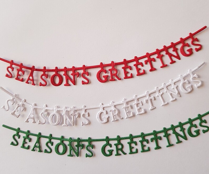 Seasons Greetings Banner Die Cut x 3 Cards Scrapbooks Etsy