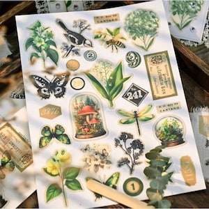 2 Sheets Vintage Floral Botanical Rub On Transfer Sticker Sheets Junk Journals Planners Scrapbooks Collage Cardmaking