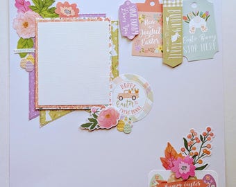 Happy Easter 12 x 12 Handmade Premade Easter Scrapbook Page Layout Scrapbook Page Keepsake Album Memories