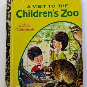 Little Golden Book A Visit To The Childrens Zoo Vintage Children&#39;s Hardback Little Golden Book Vintage Kids Books Junk Journals