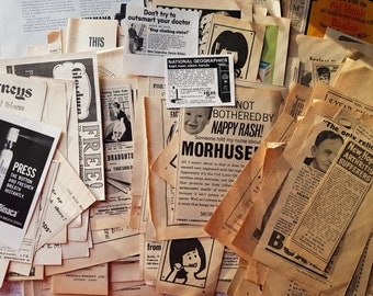 Conjunto de 25 peças de recortes de revistas vintage dos anos 1950 e 1960 para colagem, decoupage, scrapbooking e outros projetos.