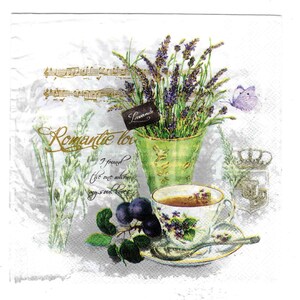 2pcs Paper Napkins for Decoupage Serviettes 33 x 33cm Lavender Tea Cups Napkins Decoupage Junk Journals Crafts Scrapbooking Paper Napkin