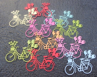 Die Cut Cardstock Bike with Balloons and Flowers Embellishments, Cards, Scrapbooks, Gifts, Tags, Decorations Pack 6