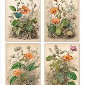 Junk Journal Ephemera Vintage Botanical Flowers Scrapbooking Card Toppers Journal Cards Botanical Journals Gift Tags 8 Pcs