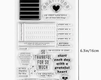 Gratitude Postitive Affirmation Word Sentiment Clear Stamps for Planners and Journals Scrapbooking Cardmaking Junk Journals 15pcs