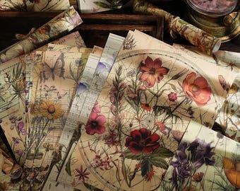 A5 Floral Vintage Style Junk Journal Papers for Junk Journals Cardmaking Scrapbooking 20 pcs