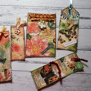 Large Collage Tags Junk Journal Ephemera Tag Set Journaling Supply, Scrapbooking Embellishments Paper Craft Gift Tags Card Making Set of 5