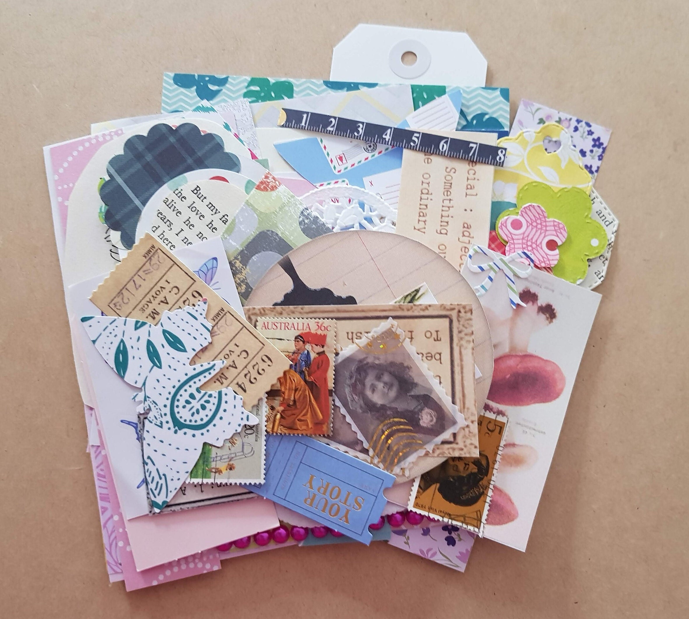 50 Pce Junk Journal Paper Pack Ephemera Pack Scrap Paper Collage Kit ...