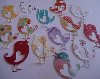 Birds Die Cut from Quality Patterned Scrapbooking Paper, Confetti, Paper Punches, Embellishments Pack 15
