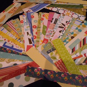 Cardstock Patterned Paper Strips Borders 2 x 6" (5 x 10cm) Embellishments, Cards, Scrapbooks,  Planners,  Collage, Mixed Media Pack 50