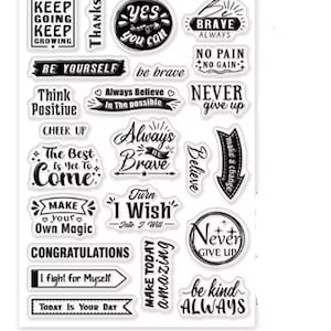 Postitive Affirmation Word Sentiment Clear Stamps Planner Stamps Journal Stamps Scrapbooking Cardmaking Junk Journals 23pcs