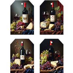 Junk diário coisas efêmeras vinho e queijo etiquetas de presente scrapbooking cartão toppers diário cartões 8 peças folha de colagem imprimíveis dia dos pais