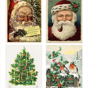 Junk Journal Ephemera Vintage Weihnachtskarte Scrapbooking Card Toppers Journal Cards Collage Sheet Printables 2 Bögen 8 Karten