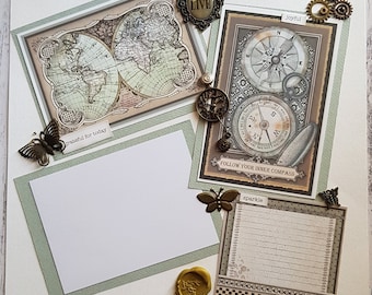 12 x 12 Handmade Premade Scrapbook Page Layouts Chic Scrapbook Pages Keepsake Album Memories Premade Scrapbook Page