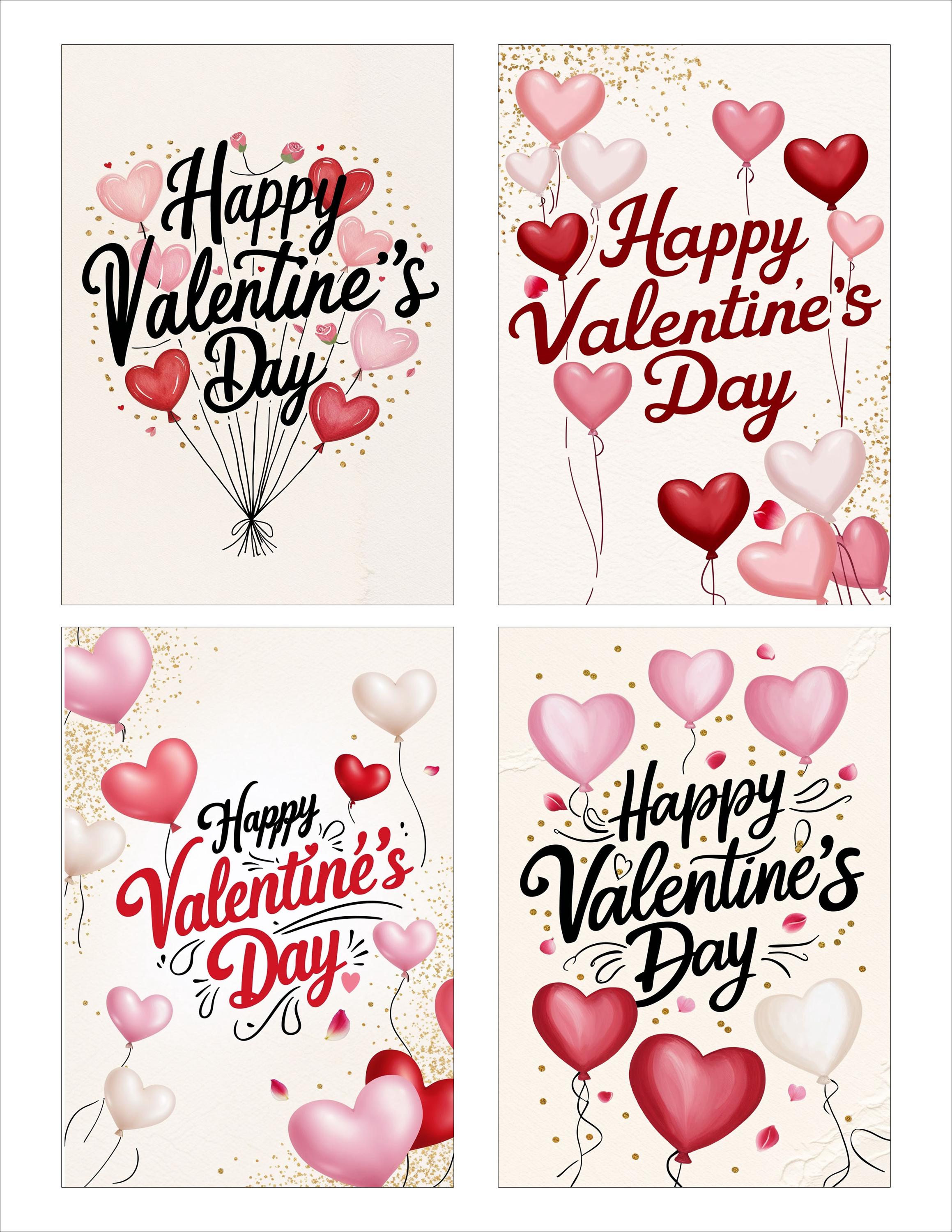 Happy Valentines Day Printable Card Toppers Scrapbooking Journals ...