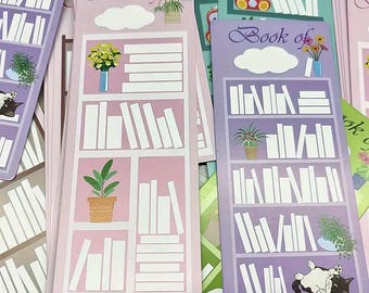 Coloured Book Review Reading Log Journal Page Book Mark, Book Lovers Gift