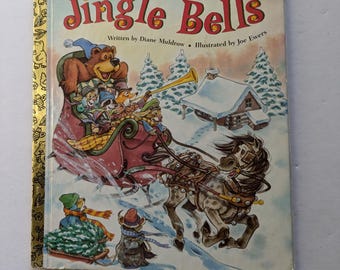 Jingle Bells Christmas Hardcover Little Golden Book Vintage Kids Books Junk Journals Christmas Books and Journals