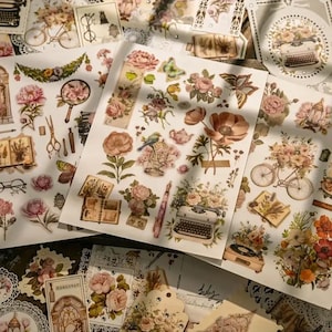 2 Sheets Vintage Floral Rub On Transfer Sticker Sheets Junk Journals Planners Scrapbooks Collage Cardmaking