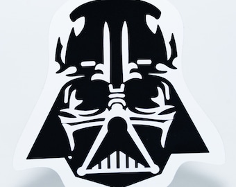 Minimalist Darth Vader Helmet Sticker - Sci-Fi Water Bottle Decal