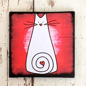 Colourful Cat Coaster Set: Cat Gifts, Ceramic Drink Coasters, Cat Home Decor, Housewarming, Gift for Cat Lover, White Cat, Gift for Women image 7