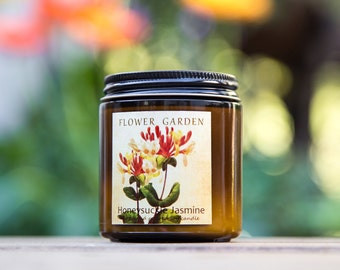 Scented candle Honeysuckle Jasmine, natural vegan soy candle, hand poured candles, mom gift, flower candle