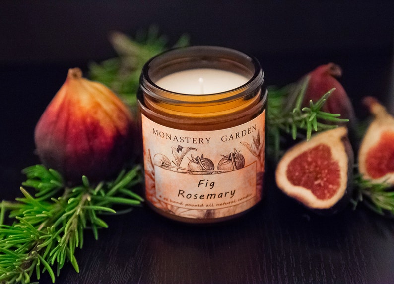 Scented Soy Candle, holiday candle, christmas stocking FIG ROSEMARY image 3