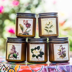 Soy Gift Candle Set of Five Floral Scented Soy Candles, Wedding Gift, 4 ...