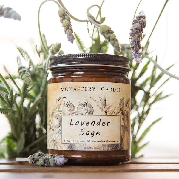 Bougie de soja LAVANDE SAGE, Best-seller, Cadeau de Noël, Bougies de soja végétaliennes biologiques naturelles parfumées, cadeaux d’hôtesse de 4 oz, Cadeau de Noël