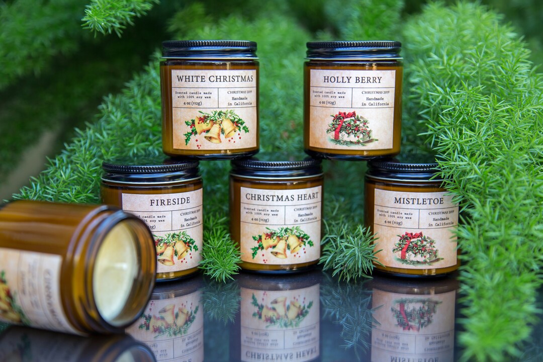 Christmas Candle Gift Set, Handmade Soy Candles, Holiday 6 Pc Gift - Etsy