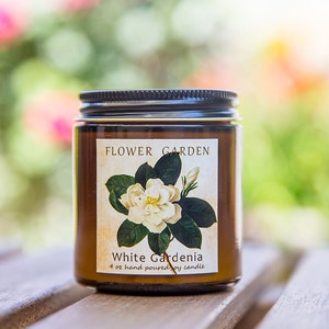 4 oz WHITE GARDENIA Scented candle, natural soy candle, soy candles, mom gift, floral candle