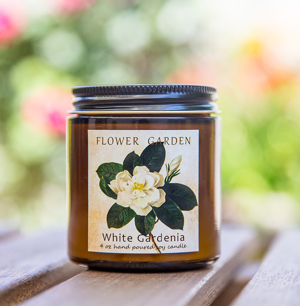 4 Oz White Gardenia Bougie Parfumée, Bougie de Soja Naturelle, Bougies Soja, Cadeau Maman, Florale