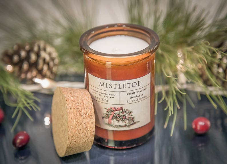 Scented Soy Candle, holiday candle, christmas stocking FIG ROSEMARY image 6