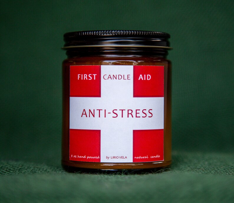 Scented soy candle ANTI-STRESS ,4 oz natural candle, soy candles, amber jar candle image 2