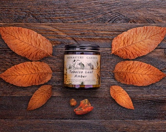 Natural Scented Soy TOBACCO LEAF & AMBER Vegan Candles, 4 oz, boyfriend gift, gift for him