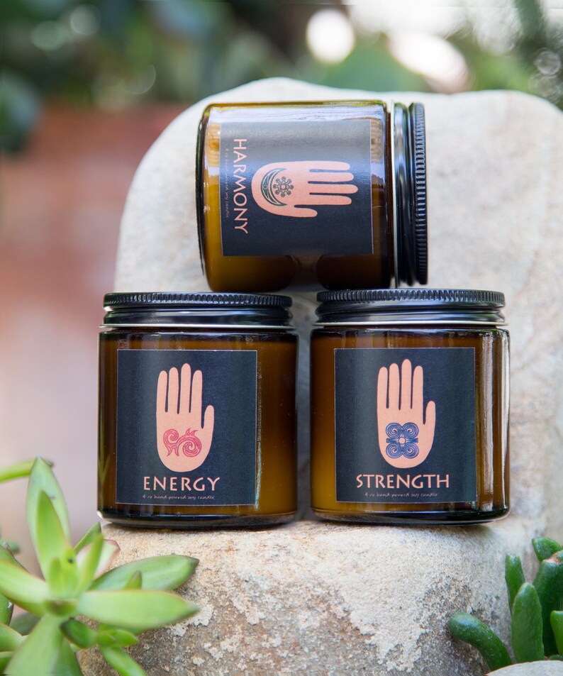 Scented Yoga ENERGY Soy Candle, Organic Candle, Nag Champa, 4 Oz, Yoga