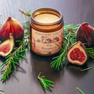 Scented Soy Candle, holiday candle, christmas stocking FIG ROSEMARY image 1