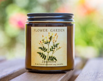 Girlfriend gift Floral Scented Soy Candle JASMINE, natural soy candles, mom gift, flower candle, 4 oz, Unique gift