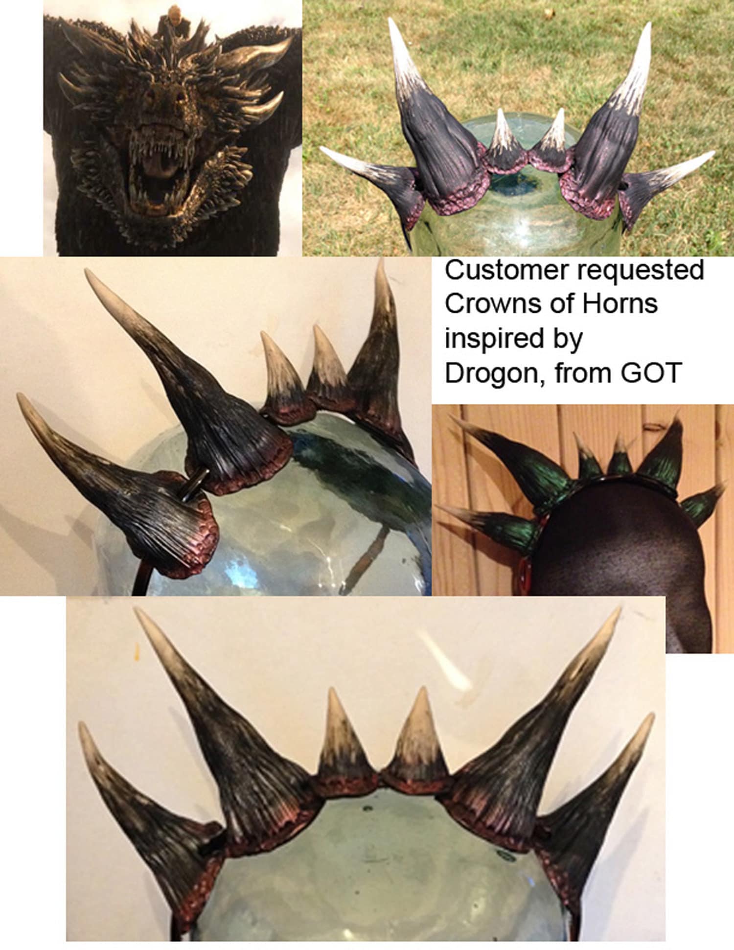 Dragon Horns Drogon Horns Game of Thrones Dragon Crown of - Etsy