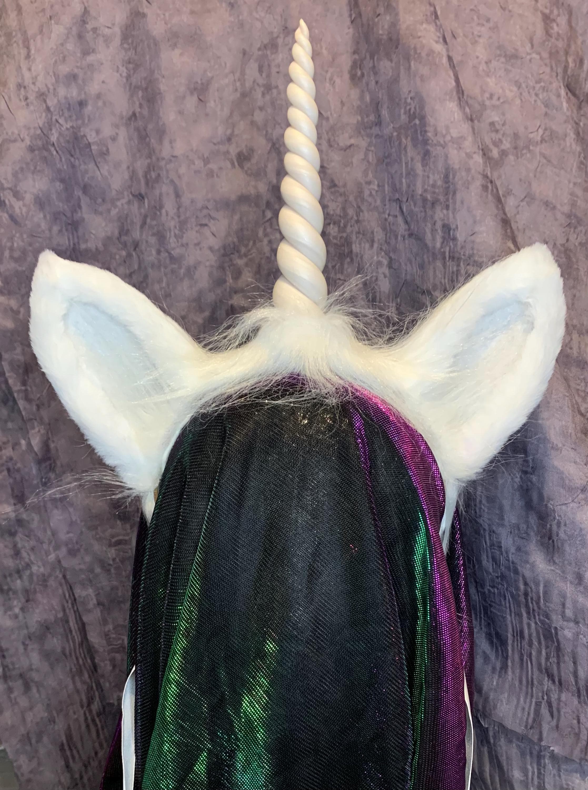 Unicorn Headdress, unicorn horn with ears, Unicorn costume, unicorn horn, handmade unicorn horn, polymer clay unicorn horn